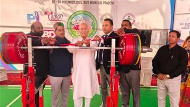 फेडरेशन कप पावरलिफ्टिंग चैंपियनशिप 2025 के दूसरे दिन विधानसभा अध्यक्ष कुलदीप पठानिया का स्वागत
